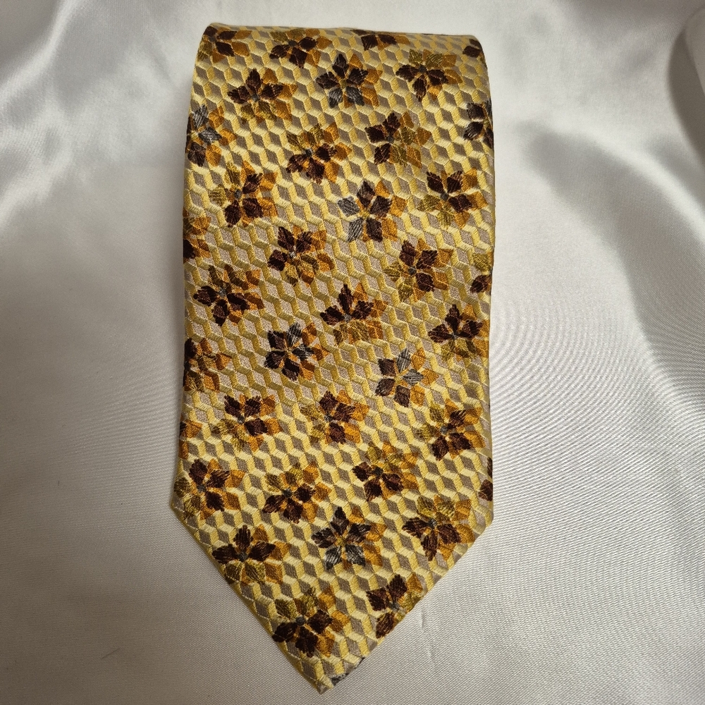 Floral Patterned Yellow Tie by Ermenegildo Zegna